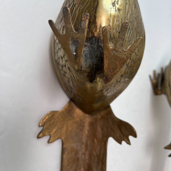 Vintage Pair of SOLID BRASS Pheasant Birds MCM Decor Approx 5" x15” - Picture 9 of 13